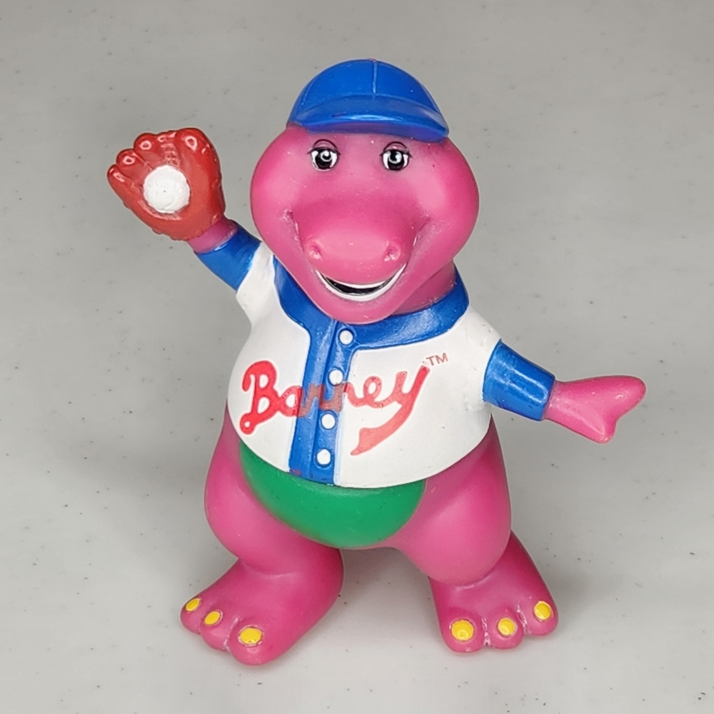 Vintage Baseball Player Barney The Dinosaur Figure